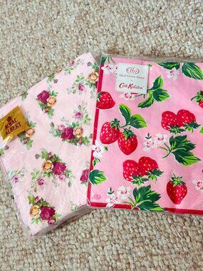 20 Cath Kidston Strawberry and 19 Royal Albert Rose Pink Paper Towels Napkins